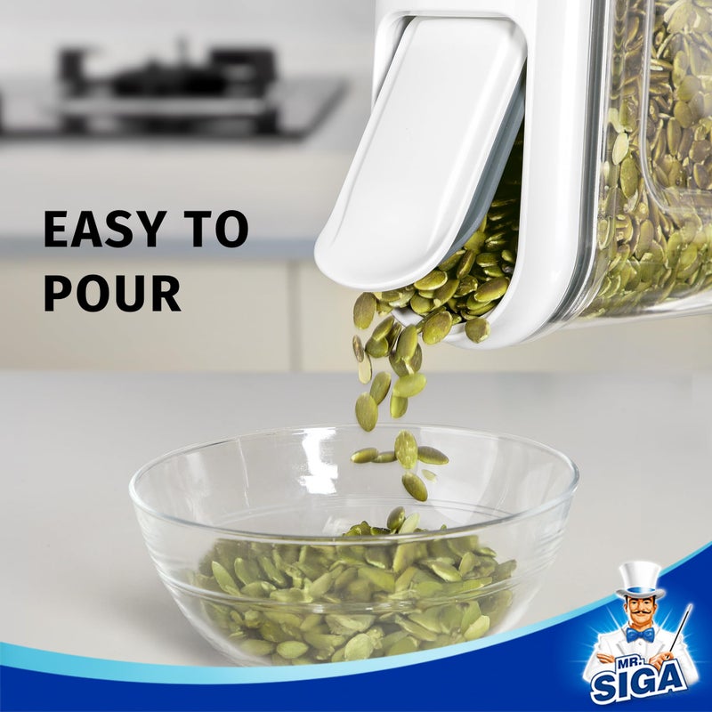Mr Siga MR.SIGA Airtight Cereal Dispenser Set, Storage Containers for Dry Goods, Nuts, Beans, Snacks, BPA Free, 1.3 L / 1.37 Qt, Small, Clear, 2 Pack - Image 3