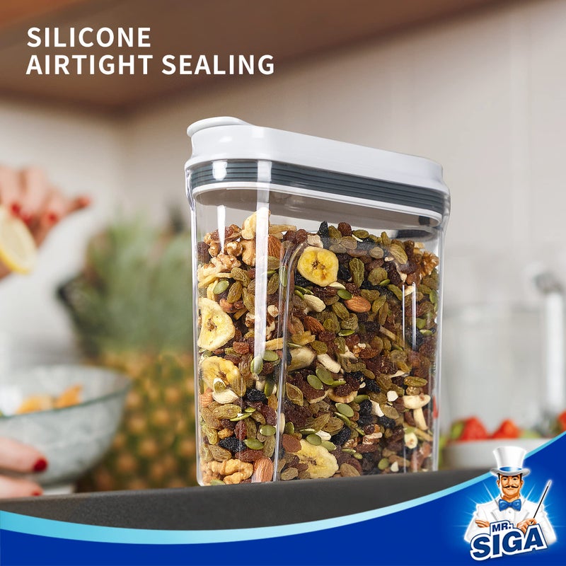 Mr Siga MR.SIGA Airtight Cereal Dispenser Set, Storage Containers for Dry Goods, Nuts, Beans, Snacks, BPA Free, 1.3 L / 1.37 Qt, Small, Clear, 2 Pack - Image 5