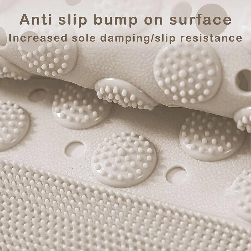 Non-Slip Bath Mat with Built-in Brush for Foot Scrubber - Safe Bathtub Mat with Drain Holes and Bubble Texture for Massaging - Mildew Resistant and Quick Dry (Beige) - Image 5