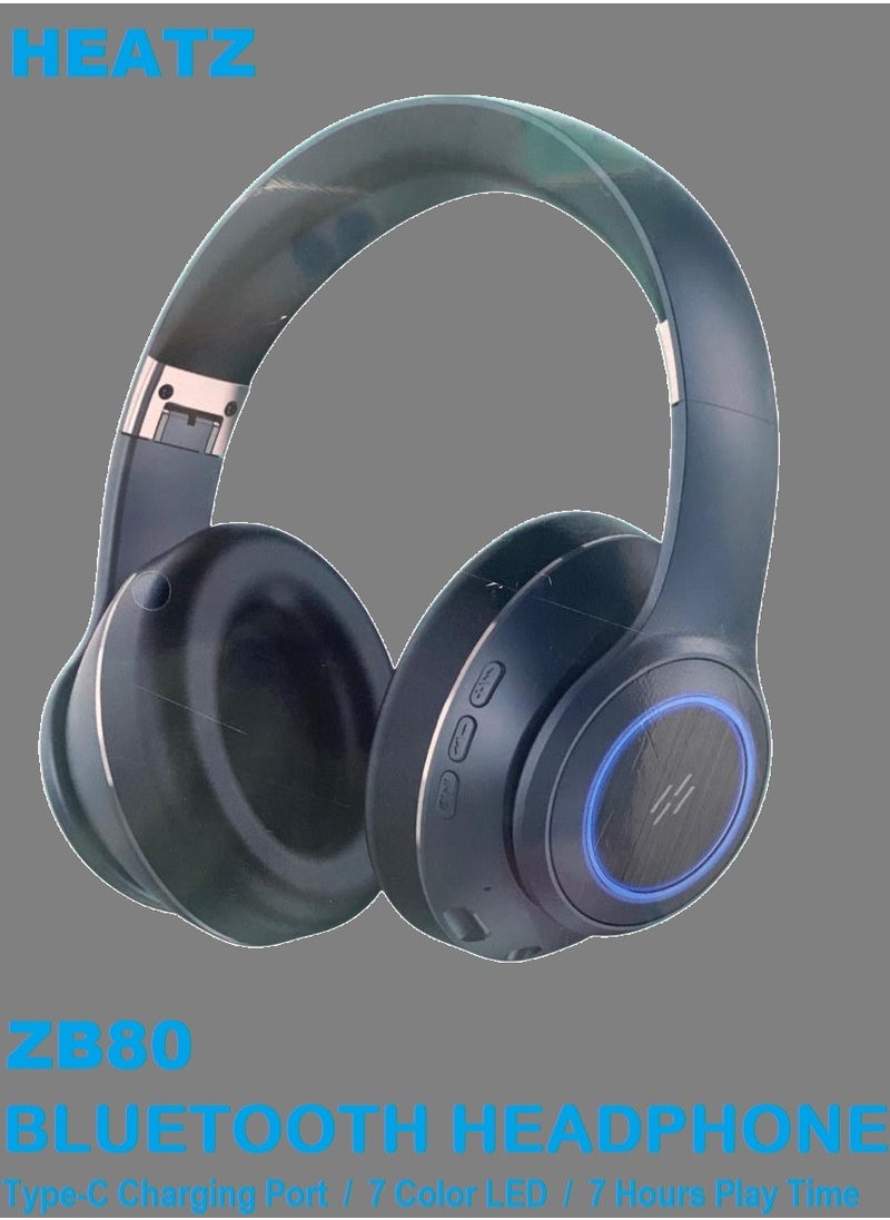 HEATZ ZB80 BLUETOOTH HEADPHONE, TYPE-C CHARGING PORT, 7 COLOR LED, 7 HOURS PLAY TIME  - Image 2