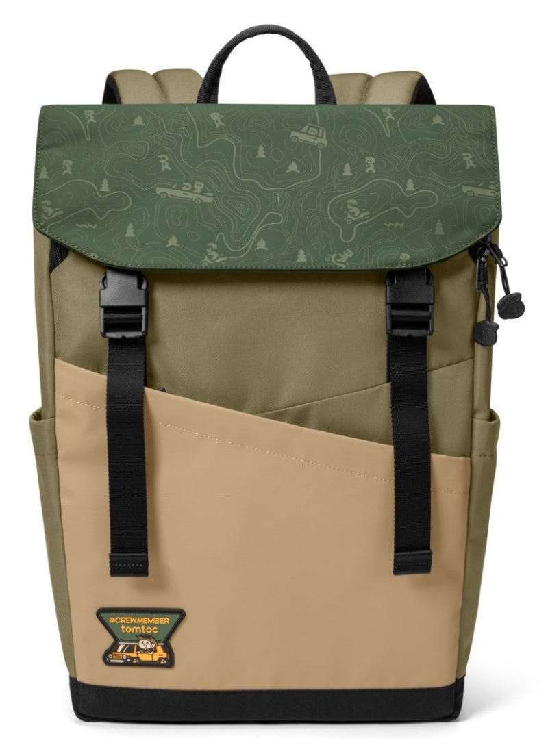 Tomtoc Slash-T64 Flap Laptop Backpack, Lightweight, Water-Resistant College Travel Casual Daypack, Slim Durable Work-pack Rucksack for 16 Inch MacBook Laptop, Large Capacity, 18L  - Image 1