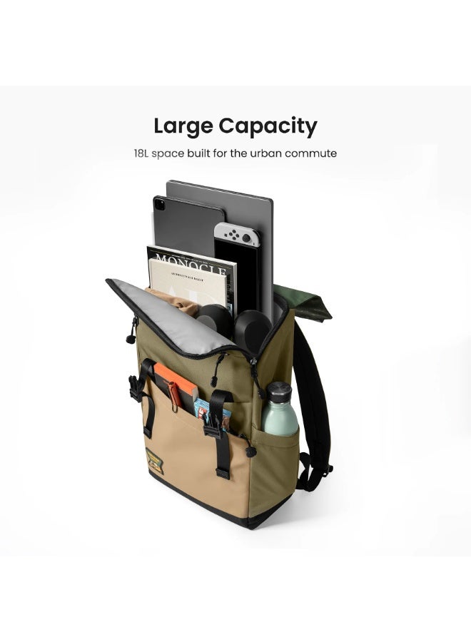 Tomtoc Slash-T64 Flap Laptop Backpack, Lightweight, Water-Resistant College Travel Casual Daypack, Slim Durable Work-pack Rucksack for 16 Inch MacBook Laptop, Large Capacity, 18L  - Image 2