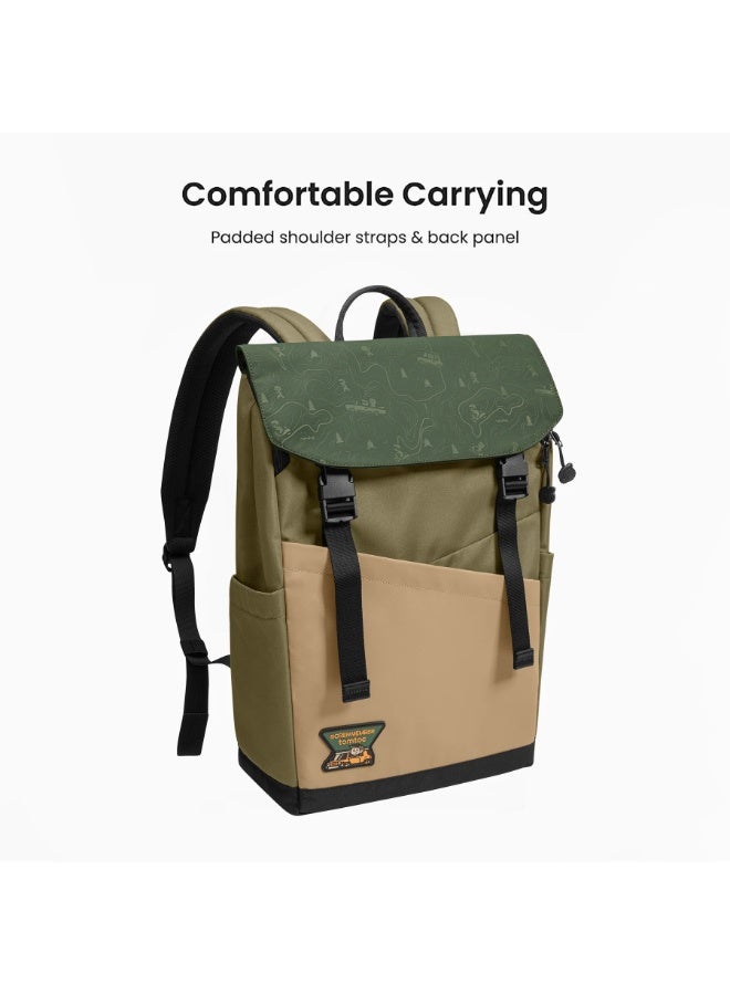 Tomtoc Slash-T64 Flap Laptop Backpack, Lightweight, Water-Resistant College Travel Casual Daypack, Slim Durable Work-pack Rucksack for 16 Inch MacBook Laptop, Large Capacity, 18L  - Image 4