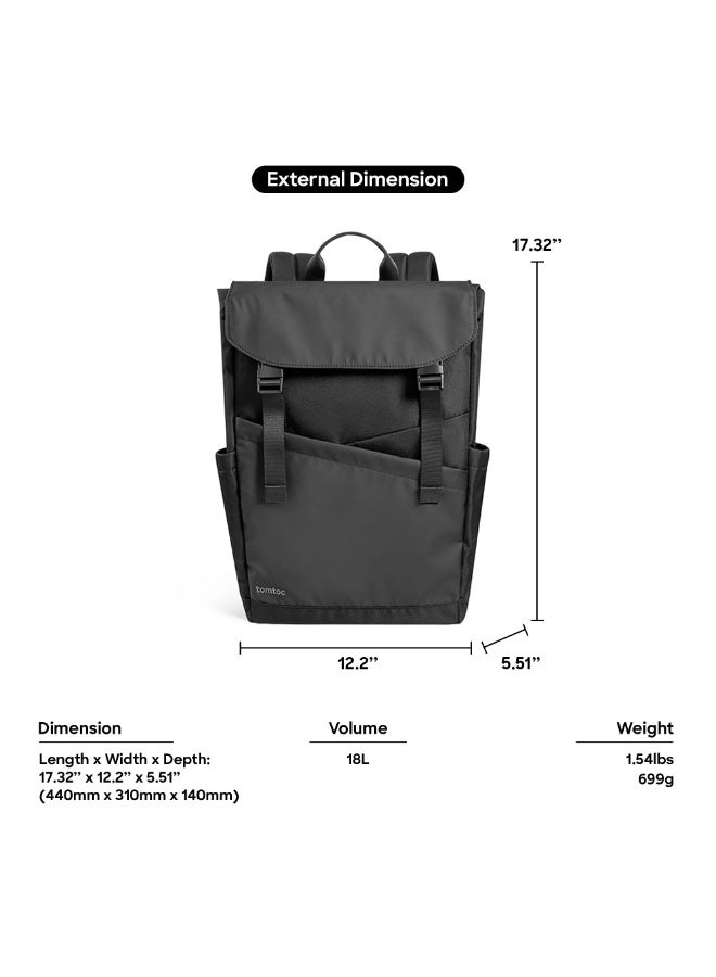 Tomtoc Slash-T64 Flap Laptop Backpack, Lightweight, Water-Resistant College Travel Casual Daypack, Slim Durable Work-pack Rucksack for 16 Inch MacBook Laptop, Large Capacity, 18L  - Image 5