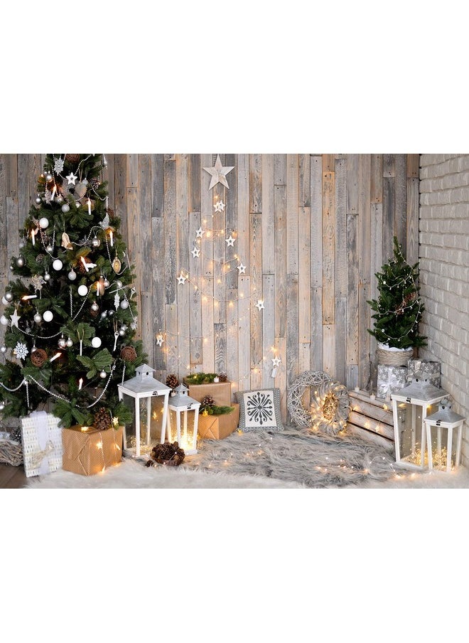 CHAIYA Christmas Rustic Wood Indoor Backdrop For Photography Xmas Tree Vintage Wooden New Year Background 7X5Ft Family Holiday Party Banner New Year Party Background  - Image 1