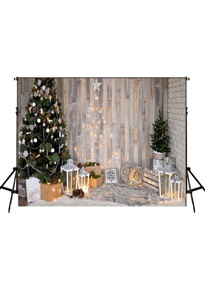 CHAIYA Christmas Rustic Wood Indoor Backdrop For Photography Xmas Tree Vintage Wooden New Year Background 7X5Ft Family Holiday Party Banner New Year Party Background  - Image 2