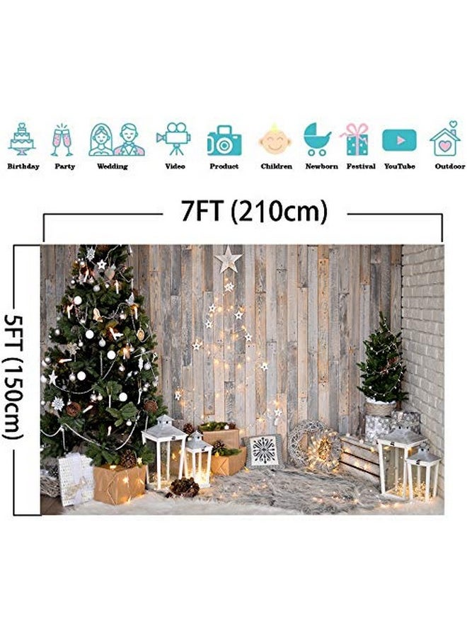CHAIYA Christmas Rustic Wood Indoor Backdrop For Photography Xmas Tree Vintage Wooden New Year Background 7X5Ft Family Holiday Party Banner New Year Party Background  - Image 4