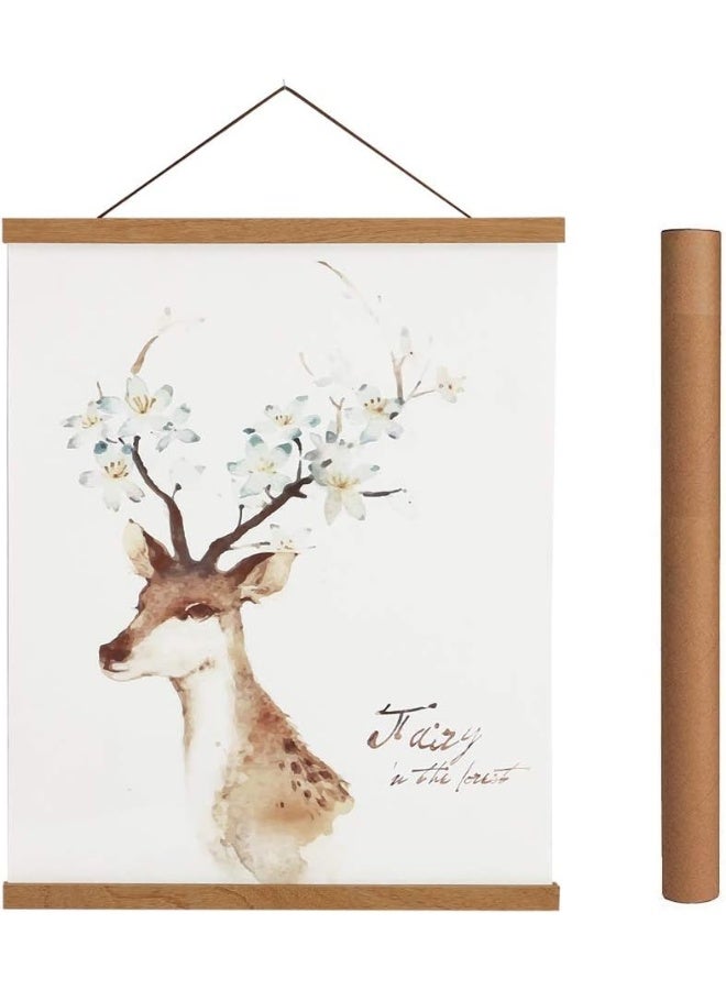 Artmag Magnetic Poster Hanger Frame, 36x24 36x48 36x12 Light Wood Wooden Magnet Canvas Artwork Print Poster Hangers Frames Hanging Kit (Teak Wood, 36") - Image 1