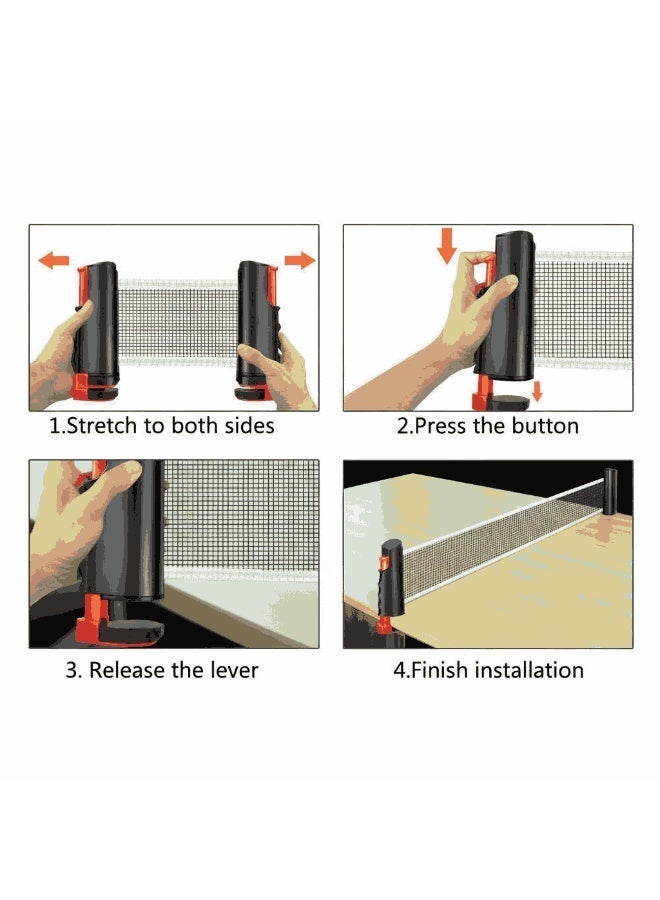 أديلي طقم تنس طاولة محمول مع شبكة قابلة للتمدد، 2 مضارب، 6 كرات وحقيبة حمل، مجموعة بينج بونج للاستخدام الداخلي والخارجي للأطفال والبالغين - Image 5