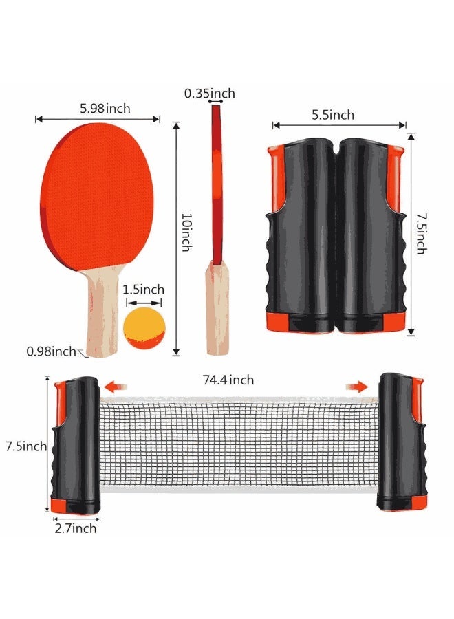 أديلي طقم تنس طاولة محمول مع شبكة قابلة للتمدد، 2 مضارب، 6 كرات وحقيبة حمل، مجموعة بينج بونج للاستخدام الداخلي والخارجي للأطفال والبالغين - Image 2