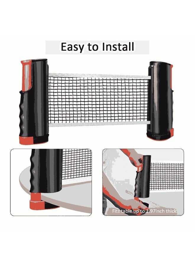 أديلي طقم تنس طاولة محمول مع شبكة قابلة للتمدد، 2 مضارب، 6 كرات وحقيبة حمل، مجموعة بينج بونج للاستخدام الداخلي والخارجي للأطفال والبالغين - Image 3