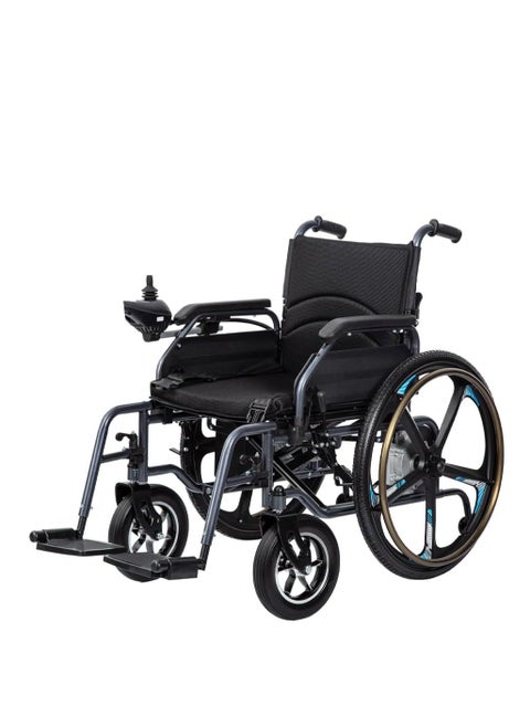 COOLBABY Portable Folding Electric Wheelchair, Lightweight Foldable Disabled Wheelchair (79 lbs) 24 Inch Magnesium Alloy Rear Wheel, 360° Joystick Electric Wheelchair All Terrain Electric Wheelchair