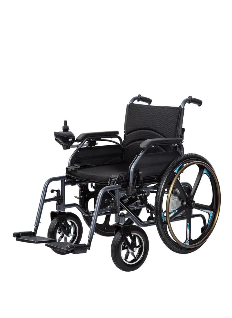 COOLBABY Portable Folding Electric Wheelchair, Lightweight Foldable Disabled Wheelchair (79 lbs) 24 Inch Magnesium Alloy Rear Wheel, 360° Joystick Electric Wheelchair All Terrain Electric Wheelchair