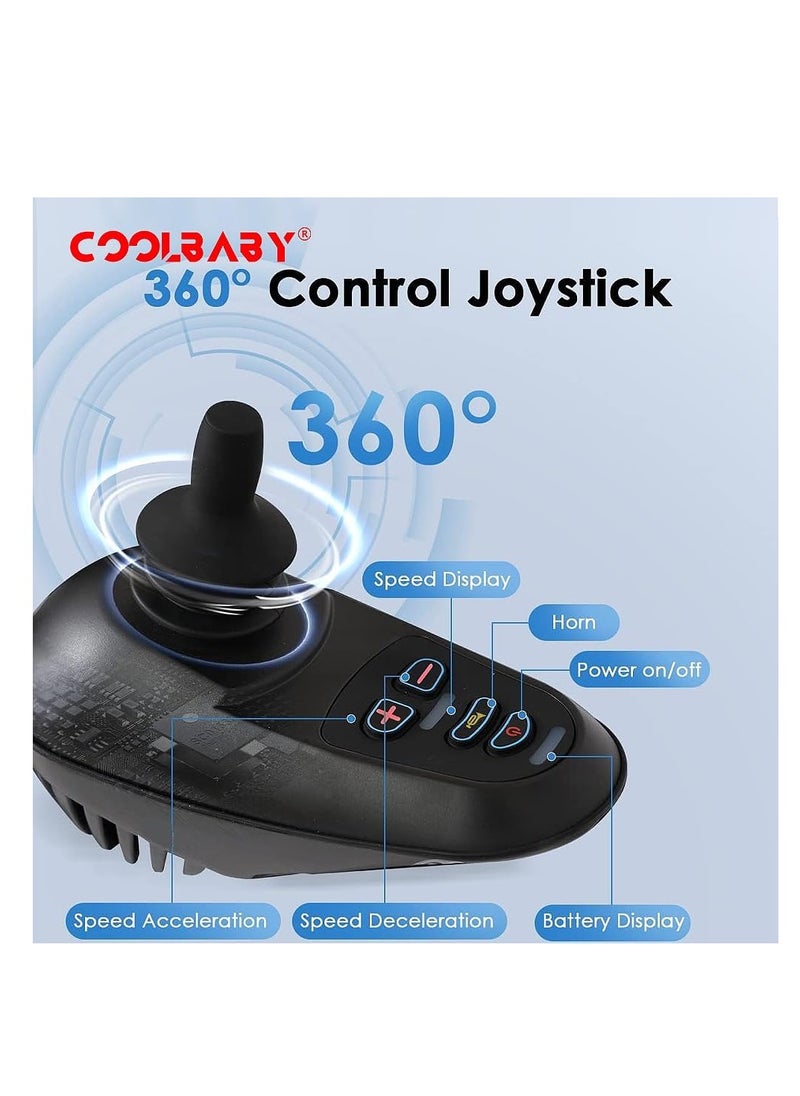 COOLBABY Portable Folding Electric Wheelchair, Lightweight Foldable Disabled Wheelchair (79 lbs) 24 Inch Magnesium Alloy Rear Wheel, 360° Joystick Electric Wheelchair All Terrain Electric Wheelchair