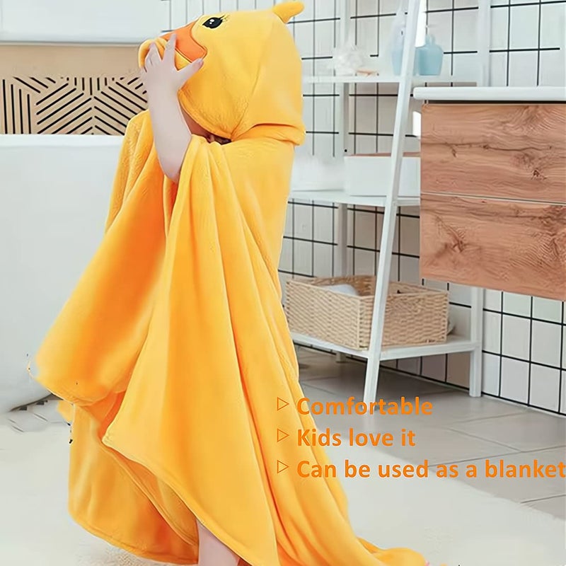 BEENIFIC منشفة أطفال بغطاء رأس من BEENIFIC، منشفة استحمام ناعمة للأطفال، هدايا للأولاد والبنات (بطة صفراء) - Image 4