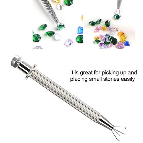 ZJchao Prong Holder Professional Holder Pick-up Tool Stainless Steel 4 Prongs Claw Tweezers Parts Beads Prong Tweezer Catcher Grabber Jewelry Making Jeweler - Image 2
