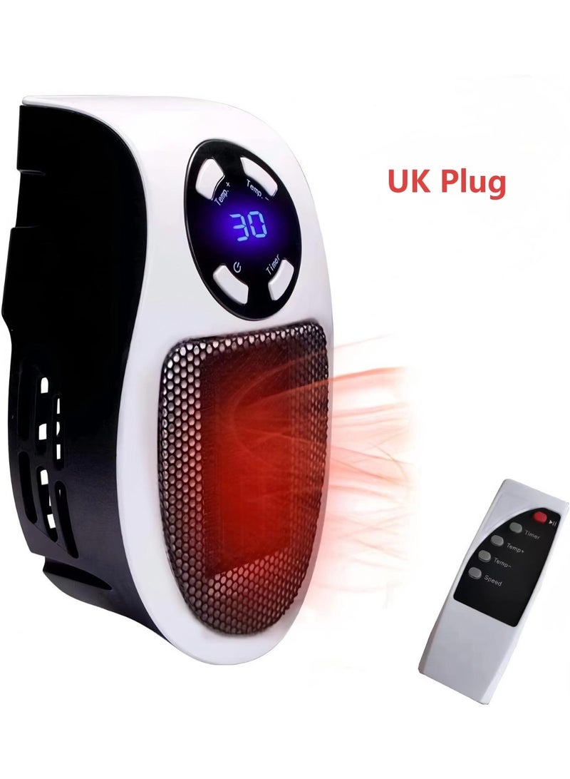 SYOSI Space Heater, Small Plug in Electric Heater, Remote Wall Outlet Electric Space Heater with Adjustable Thermostat and Timer and Led Display, Compact for Office Dorm Room (Multi Colored) - Image 1