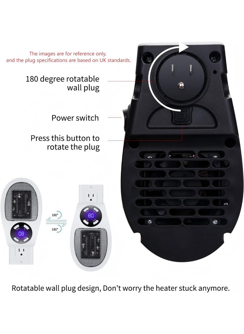 SYOSI Space Heater, Small Plug in Electric Heater, Remote Wall Outlet Electric Space Heater with Adjustable Thermostat and Timer and Led Display, Compact for Office Dorm Room (Multi Colored) - Image 4