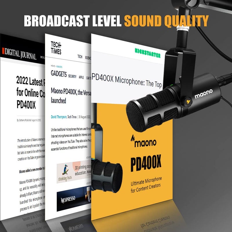 MAONO Dynamic Microphone, USB/XLR Podcast PC Microphone with Software, EQ,Tap-to-Mute, Headphone Jack, Gain Knob & Volume Control, Studio Mic for Broadcast, Recording, Streaming & Gaming (PD400X) - Image 2
