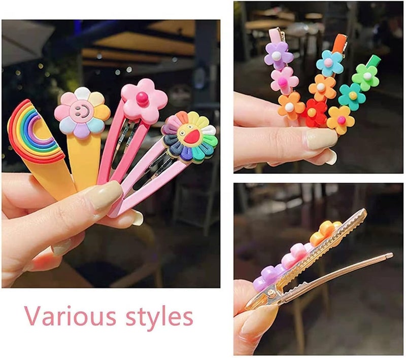 FIgment Hair Clip -Cute Fruit Cartoon Animal Shape Hair Clip Pins Set for Baby Girls, Little Girl Clip Set Hair Stuff Kids Accessory, Flower Candy, Fruits Rainbow, Butterflies for Hairstyles (Pink) - Image 2