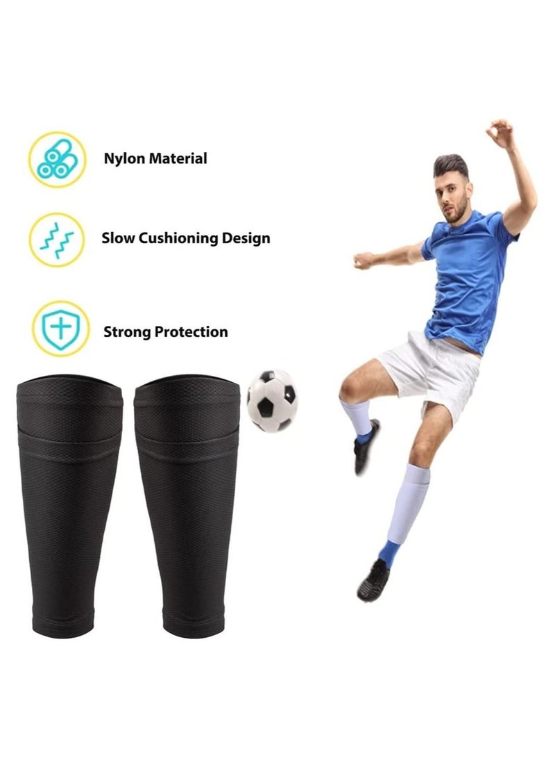 SYOSI 2 Pairs Soccer Shin Guard Socks Breathable Soccer Shin Guard Sleeves with Pocket for Football Shin Pads - Image 4