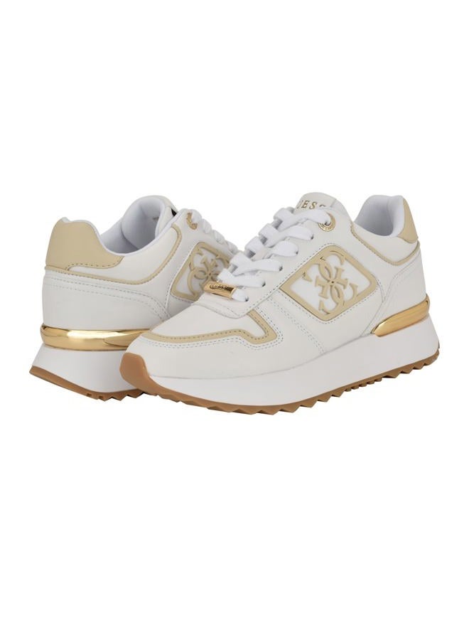 GUESS Women's Koyaa Sneaker, White/Gold Multi 141, 40 EU - Image 2