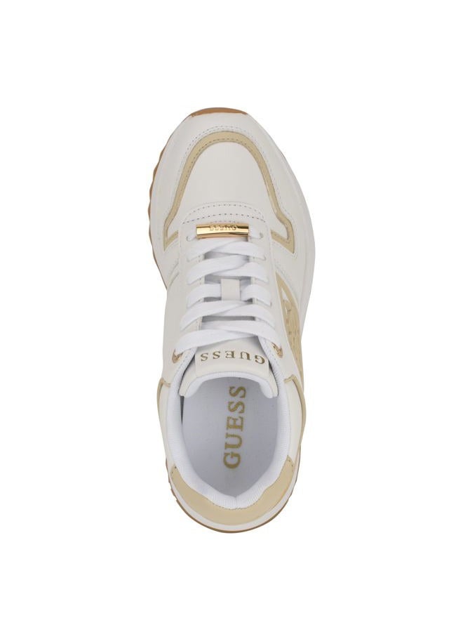 GUESS Women's Koyaa Sneaker, White/Gold Multi 141, 40 EU - Image 5