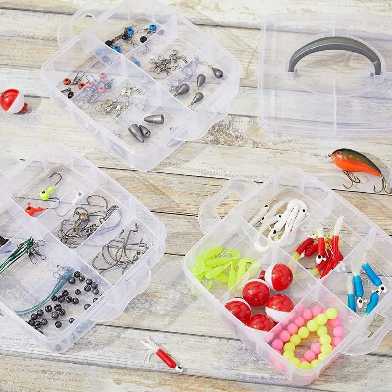 Clazkit Jewellery Organisers Plastic 3 layer 18 Grid Square Portable Transparent Storage Detachable Box Organizer Case for jewelry sewing button earrings Hair (Transparent), 14.5x14.5 cm - Image 4