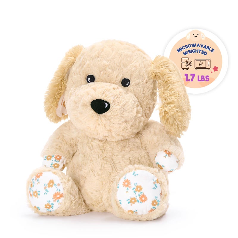 Ditucu Original Golden Retriever Microwavable Weighted Stuffed Animal Heated Dog Plush For Warmth Comfort Period Cramps Pain Plushies Toys Gifts For Kids Adults Light Brown 9 Inch - Image 1