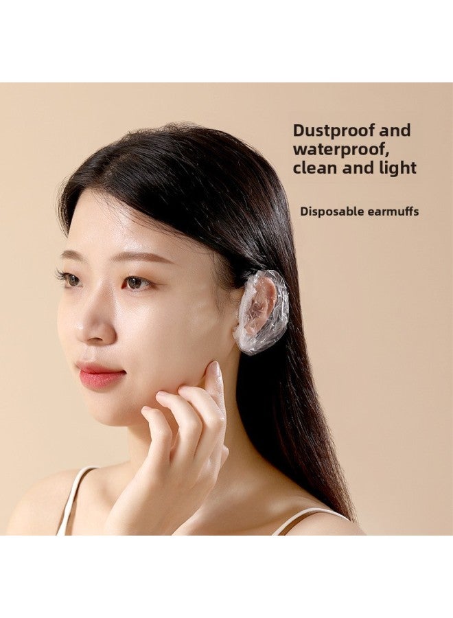 Ear Cover - Disposable Waterproof Earmuffs - Clear/Transparent, Disposable Waterproof, 100pcs Pack - Hair Salon, Beauty Supply - Image 3