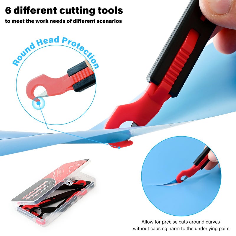Gomake Vinyl Wrap Guard Cutter Knife Window Tinting Cutter Precision Automotive Safety Cutting Tool for Car Wrapping, Window Tinting,Decals,Signs, Wrap Film and Other Car Vinyl Cutting(W200) - Image 2