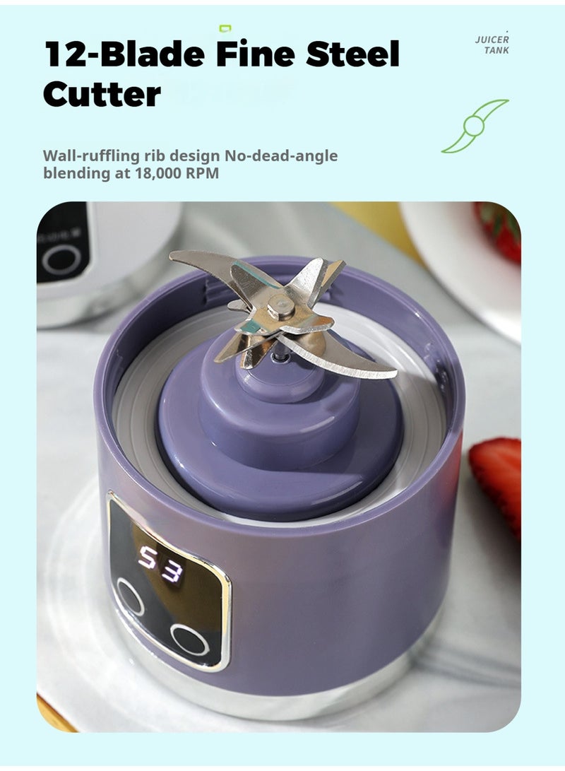 Ghurrah Portable personal fruit blender, juicer, and juice cup with a 450ml capacity, high-capacity battery, 12 high-strength blades, and a BPA-free cup - perfect for making fresh juices and smoothies. - Image 2