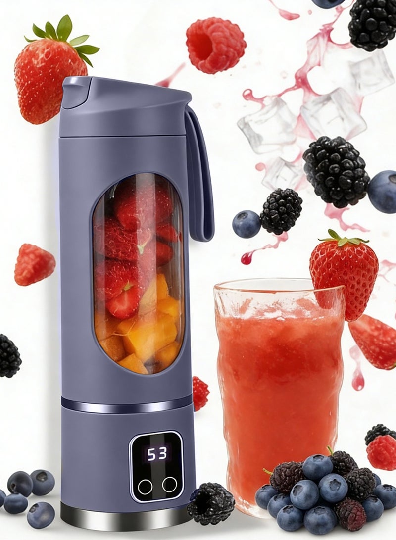 Ghurrah Portable personal fruit blender, juicer, and juice cup with a 450ml capacity, high-capacity battery, 12 high-strength blades, and a BPA-free cup - perfect for making fresh juices and smoothies. - Image 1