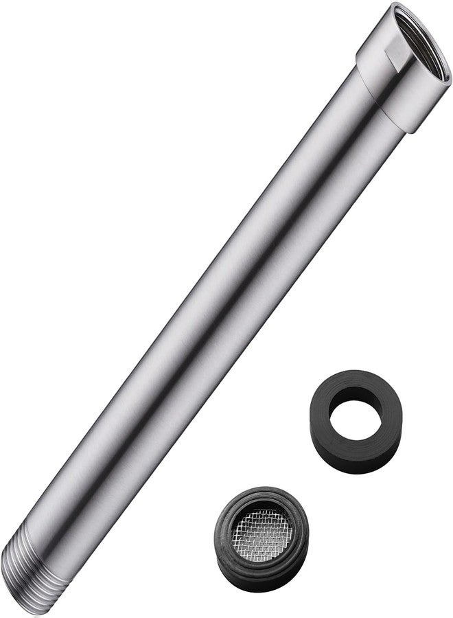 HOMYEP Shower Arm Extender 8 Inch Extension Arm for Rainfall and Handheld Shower Head, Stainless Steel Straight Shower Arm Extension, Female to Male NPT 1/2 Inch, Brushed Nickel - Image 1