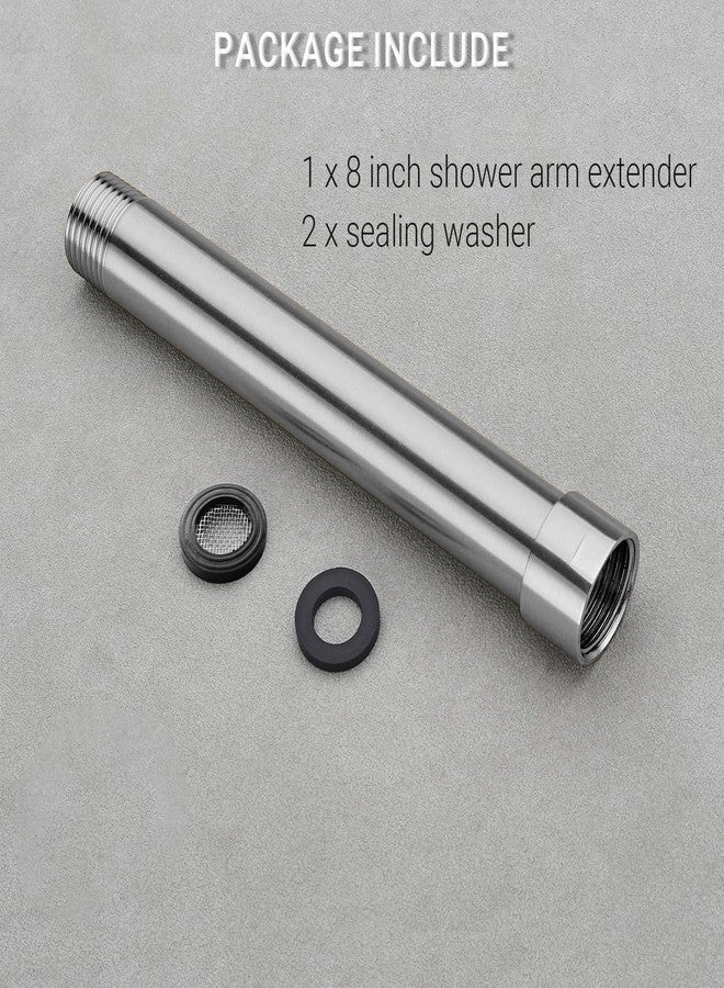 HOMYEP Shower Arm Extender 8 Inch Extension Arm for Rainfall and Handheld Shower Head, Stainless Steel Straight Shower Arm Extension, Female to Male NPT 1/2 Inch, Brushed Nickel - Image 5