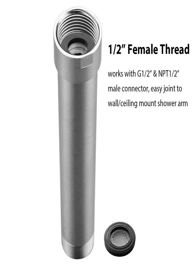 HOMYEP Shower Arm Extender 8 Inch Extension Arm for Rainfall and Handheld Shower Head, Stainless Steel Straight Shower Arm Extension, Female to Male NPT 1/2 Inch, Brushed Nickel - Image 3