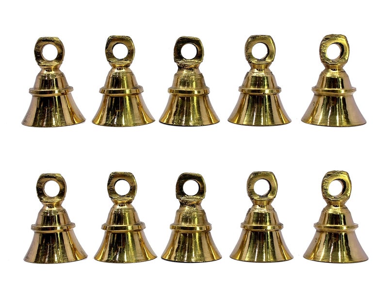 ESPLANADE Brass Pooja Mandir Decorative Bells | Pack of 10 | 2" Inches - Golden - Image 1