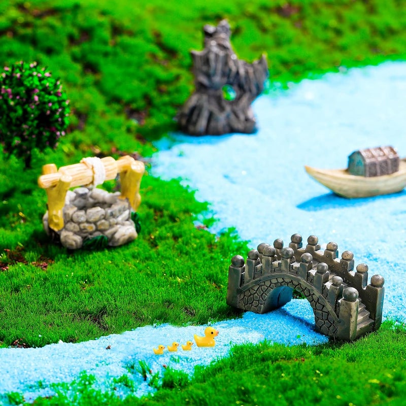 Jetec 12 Pcs Garden Accessories Miniature Bridge Mini Lighthouse Water Well Bridge Figurines Pond Lawn Ornament Figurines for DIY Craft Garden Decor(Retro Style) - Image 3