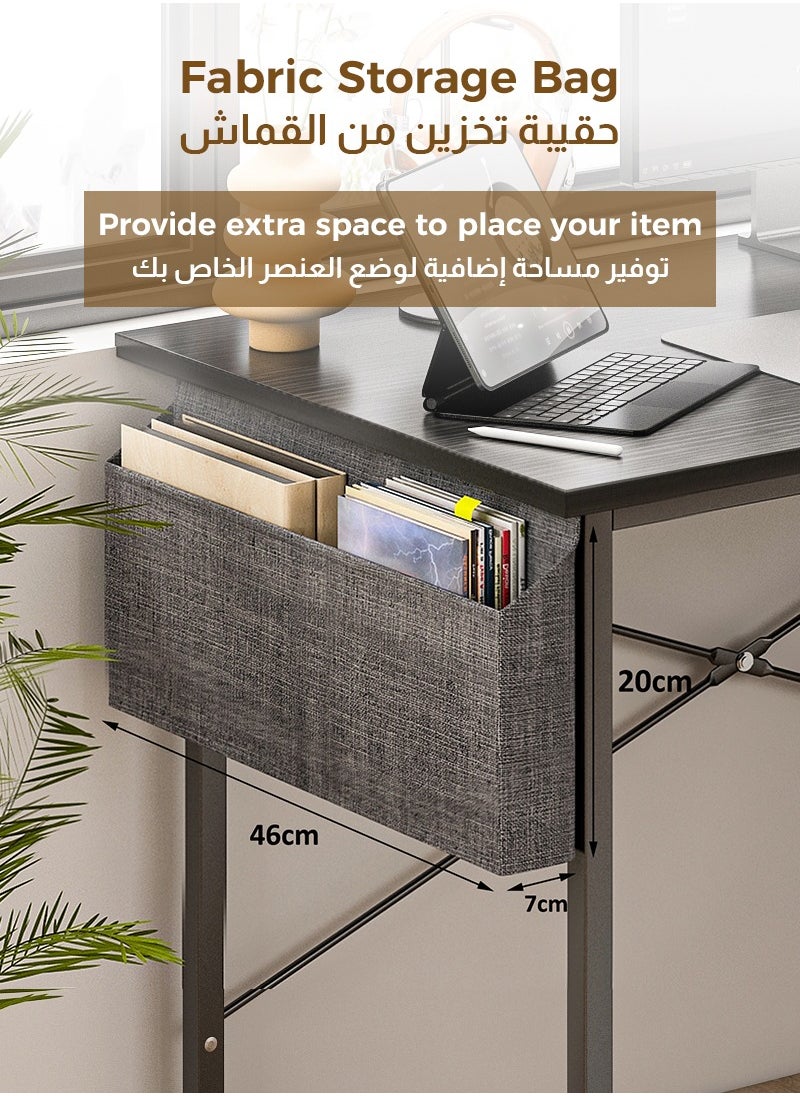 Stubborn Computer Desk 140cm, Office Desk with Storage Bag, Gaming Desk with 2-tier Shelves, Easy Assembly Study Desk, Simple Modern Home Office Desks, Writing Table  - Image 3