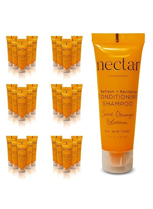world amenities Nectar Bulk 2in1 Conditioning Shampoo  Sweet Orange Blossom Mini Travel Size Toiletries  Hotel Amenities Suitable for All Hair Types 25 Count 