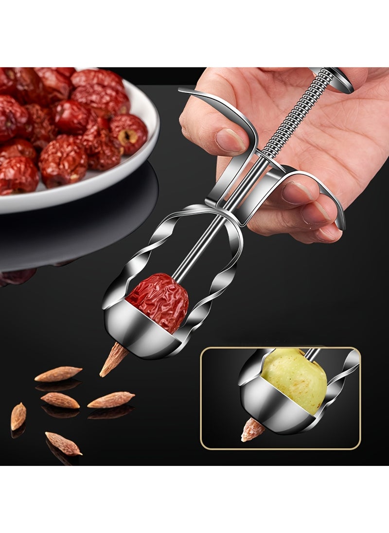 Generic Stainless Steel Date Pitter Corer Tool Set  Multifunctional Kitchen Gadget for Jujube, Cherry, Olive Pitting Durable Fruit  Vegetable Seed Remover, Handy Pit Extractor Device, Professional Grade Kit  - Image 1