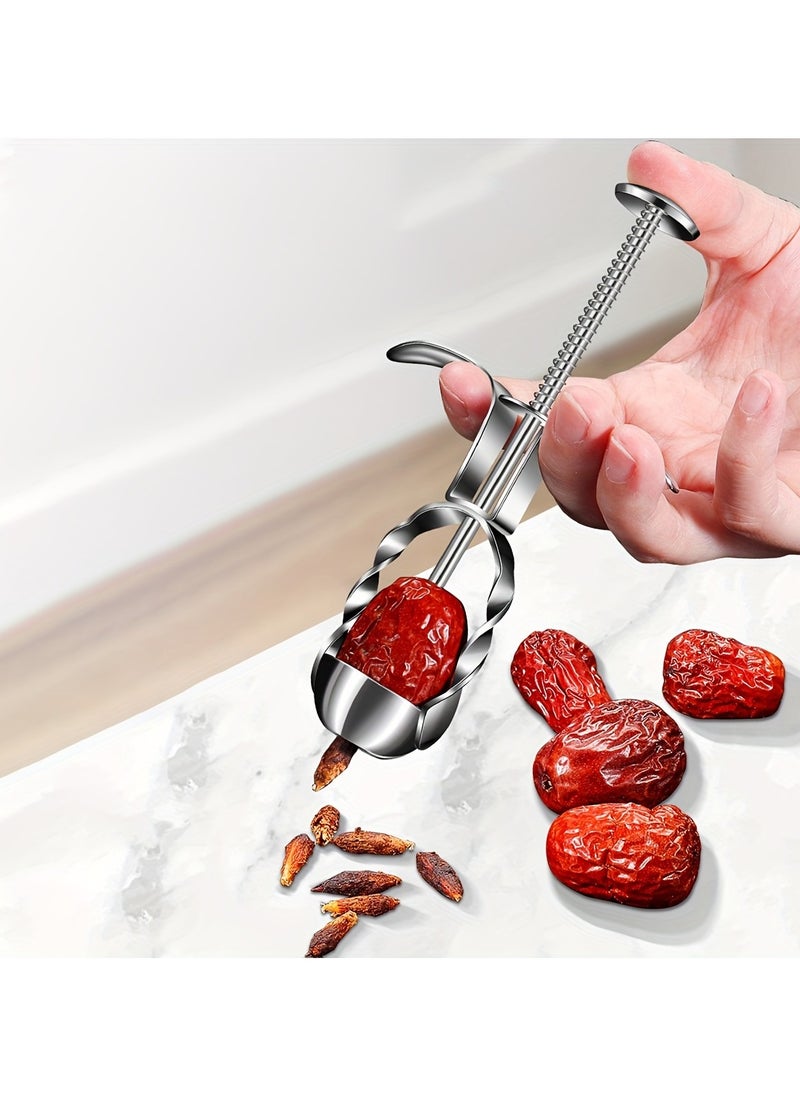 Generic Stainless Steel Date Pitter Corer Tool Set  Multifunctional Kitchen Gadget for Jujube, Cherry, Olive Pitting Durable Fruit  Vegetable Seed Remover, Handy Pit Extractor Device, Professional Grade Kit  - Image 5
