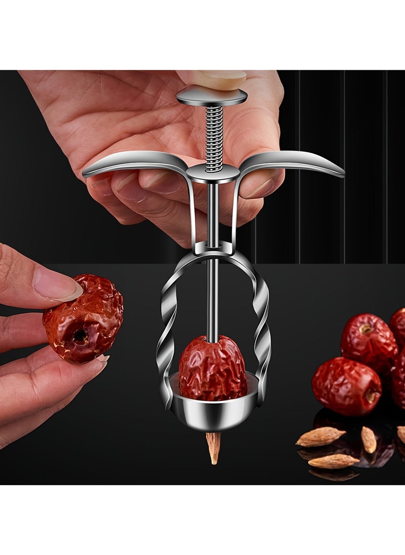 Generic Stainless Steel Date Pitter Corer Tool Set  Multifunctional Kitchen Gadget for Jujube, Cherry, Olive Pitting Durable Fruit  Vegetable Seed Remover, Handy Pit Extractor Device, Professional Grade Kit  - Image 3