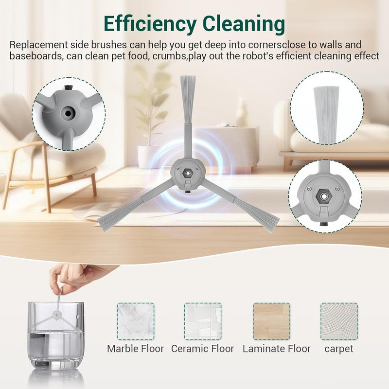 مجموعة قطع غيار وملحقات بديلة لمكنسات Eufy L60/L60 Hybrid/L60 SES/L50 الروبوتية، طقم قطع غيار بديلة، فرشاة أسطوانية رئيسية واحدة، 4 مرشحات هيبا، 4 فرش جانبية، 6 أكياس مكنسة، 15 قطعة - Image 4