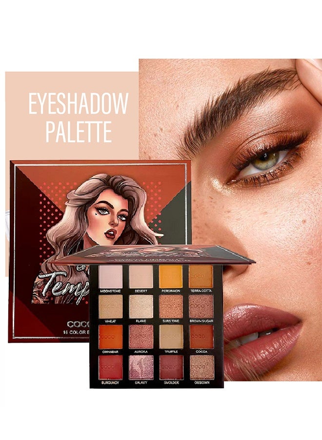 OUHOE 16 Color Eyeshadow Palette- Makeup Eye Shadow Palettes Pink Eye Shadow Wine Red Eye Shadow Waterproof Long Lasting Natural Mixing Pigment Makeup - Image 1
