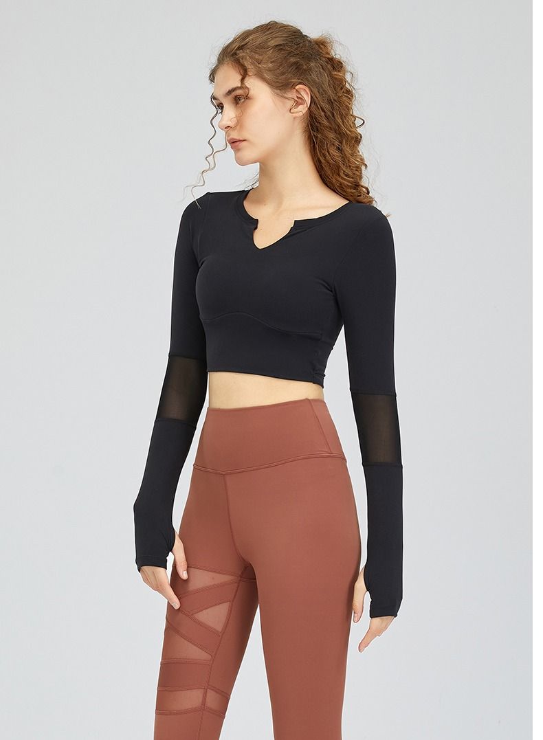 Loquat Yoga Sports Fitness top Long Sleeve Black  - Image 3