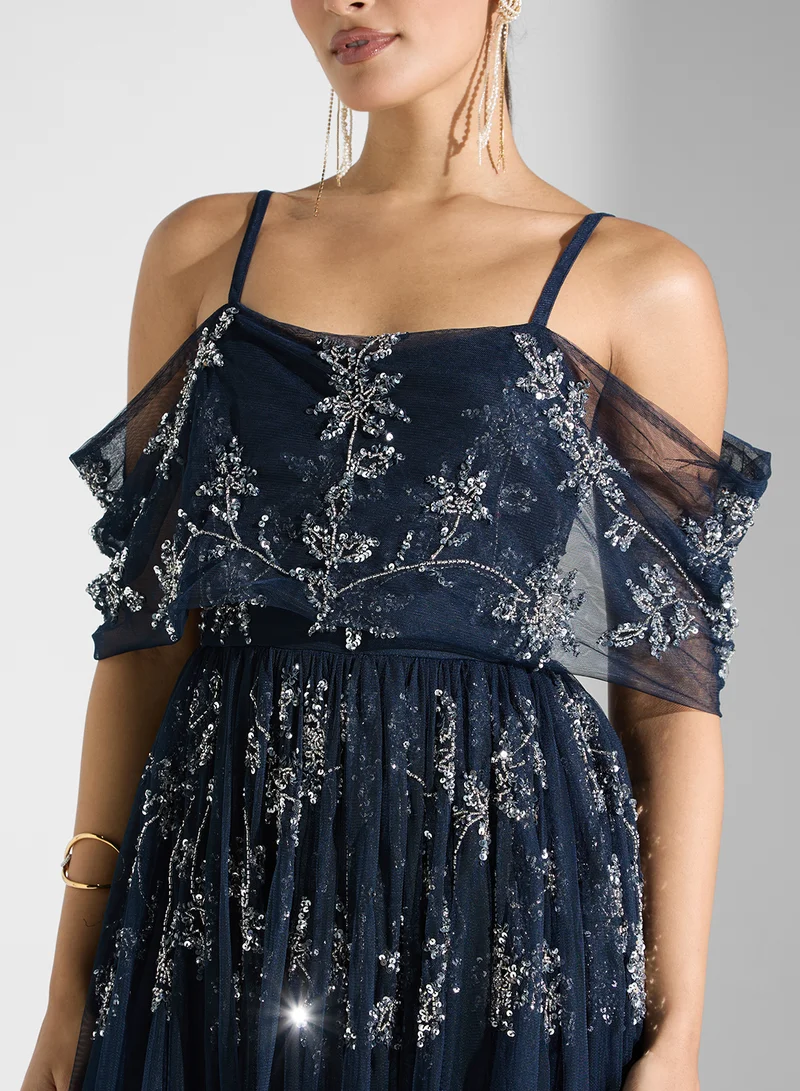 Maya Embroidered Tulle Dress