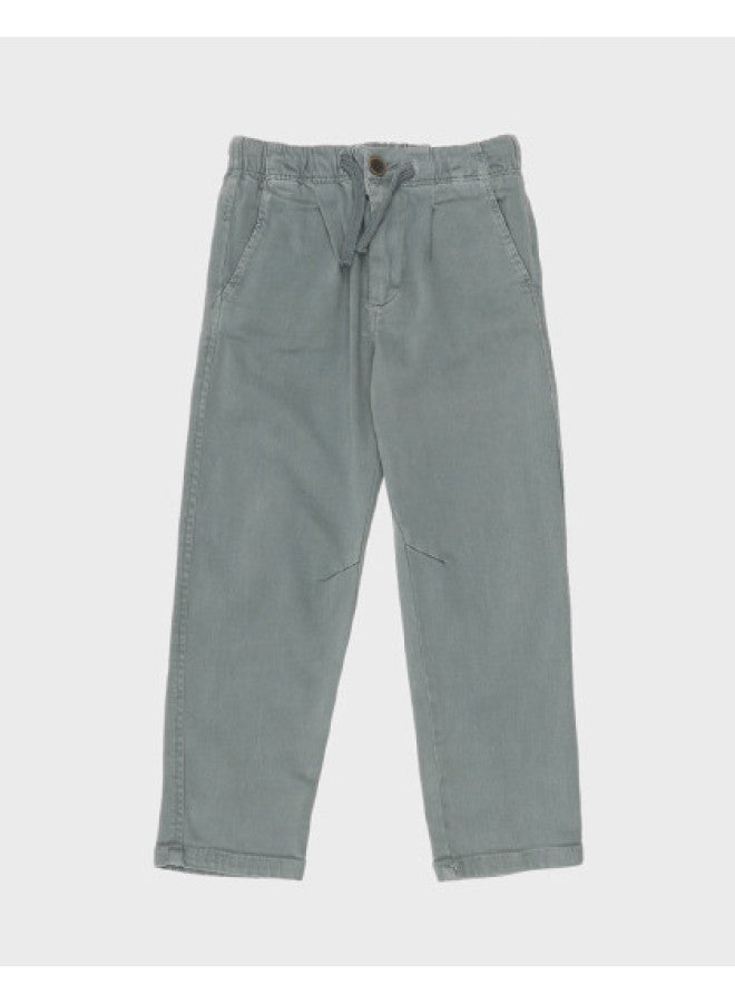 Zara trendy Relaxed Minimalist Solid Color Drawstring Straight-leg Pants For Kids - Image 1