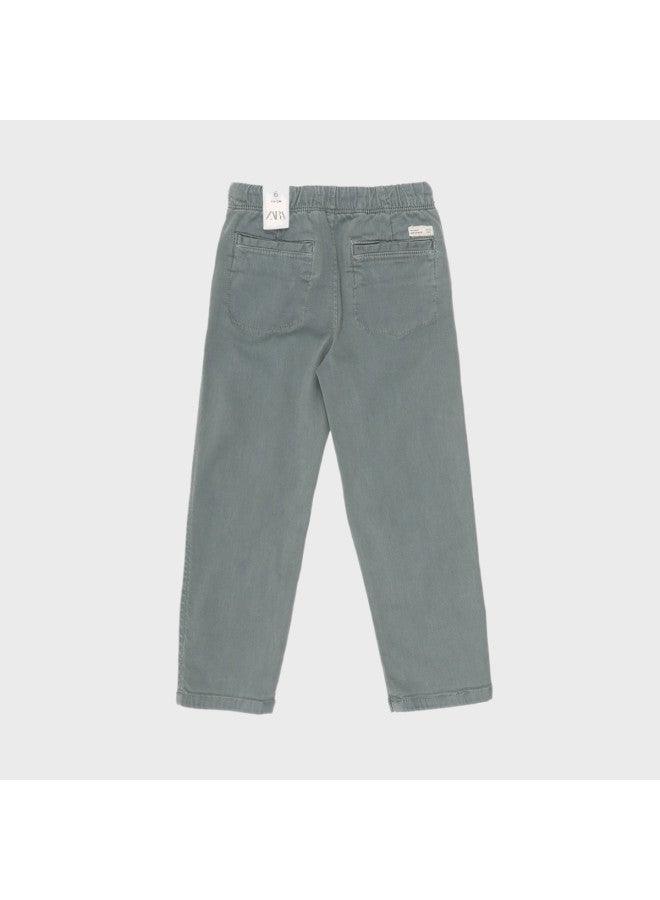 Zara trendy Relaxed Minimalist Solid Color Drawstring Straight-leg Pants For Kids - Image 3
