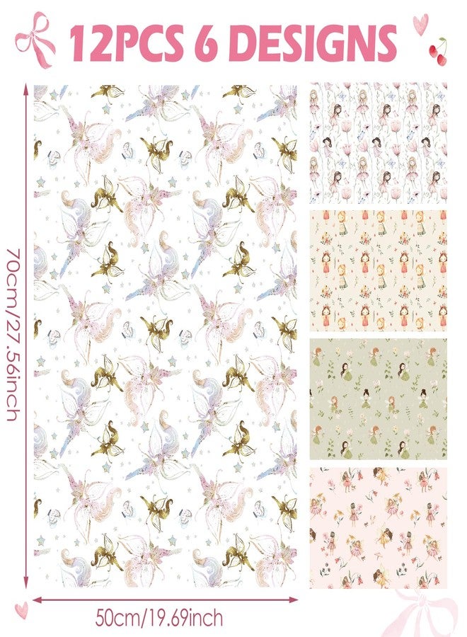 TAKEALOOKO Fairytale Fairy Wrapping Paper - 12 Pcs Woodland Fairygirls Fantasy Gift Wrap for Girls Birthday & Baby Shower Party DIY Crafts, Fairy Princess Theme Present Wrapping Sheets - Image 5